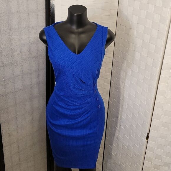 BRAND NEW ENFOCUS STUDIO BUTTON PLACKET SIDE RUCHED DETAILS DRESS - Picture 8 of 13